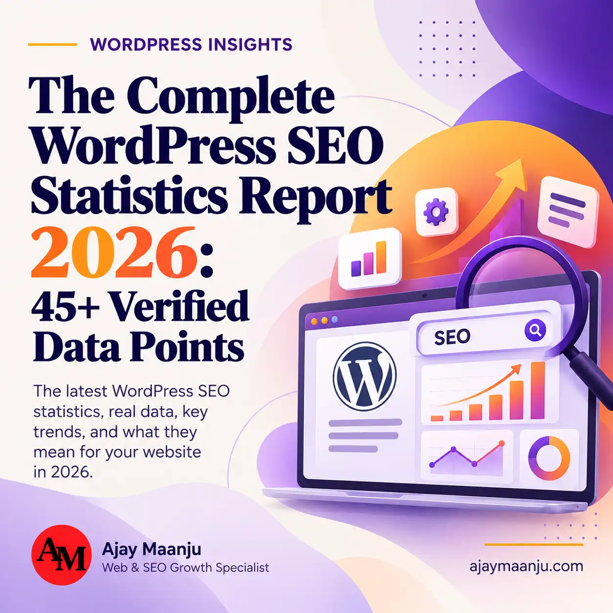 WordPress SEO statistics 2026 featured image showing 3x more organic traffic from SEO-optimized sites